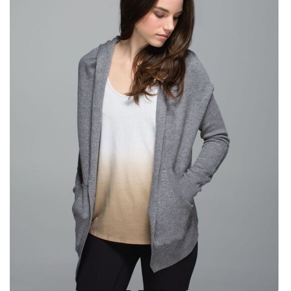 Lululemon Athletica Women's Size 2 Gray Cabin Yogi Wrap Cardigan Open Front - Picture 3 of 8